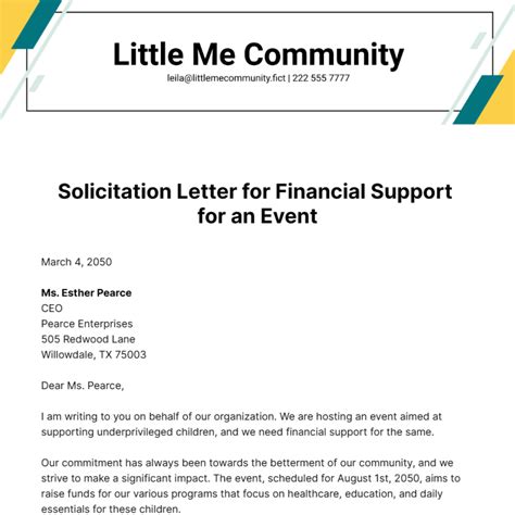 solicitation letter for financial support|Solicitation Letter Template Download Printable PDF.